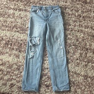 Abercrombie & Fitch Distressed Light Blue Straight Leg Jeans